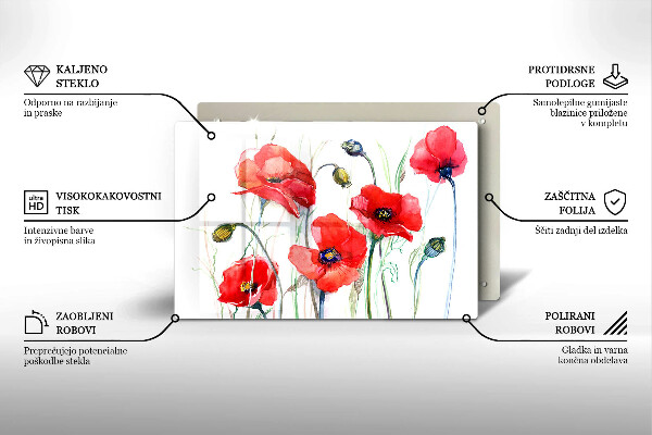 Deska do kuchni Kwiaty czerwone maki