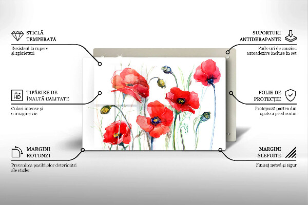 Deska do kuchni Kwiaty czerwone maki