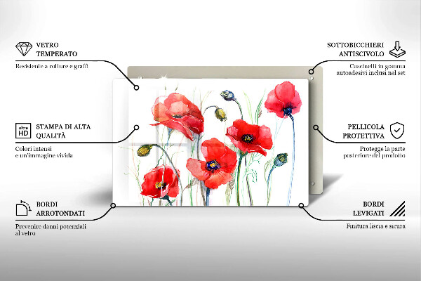 Deska do kuchni Kwiaty czerwone maki