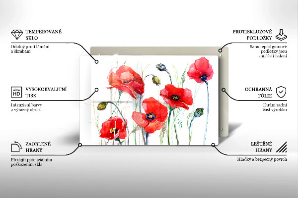 Deska do kuchni Kwiaty czerwone maki