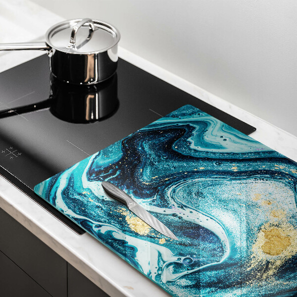 Deska do kuchni Błękitna abstrakcja złoto