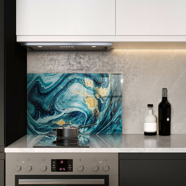 Deska do kuchni Błękitna abstrakcja złoto