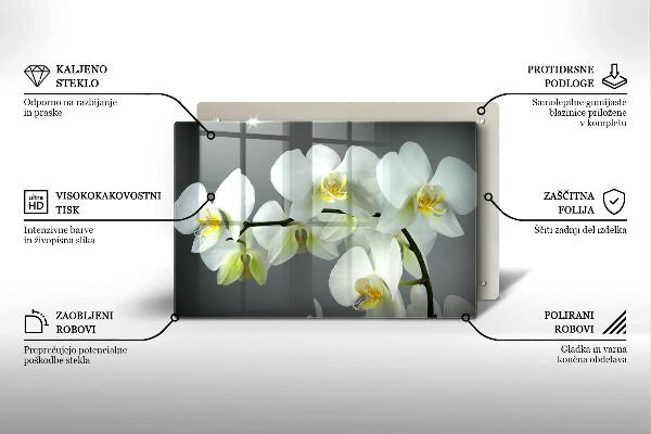 Deska do kuchni Kwiaty biała orchidea