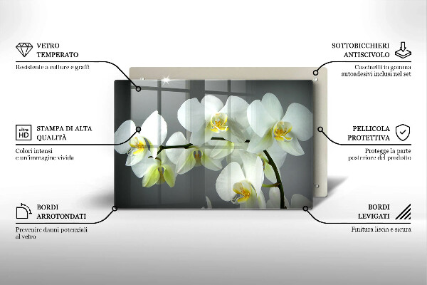 Deska do kuchni Kwiaty biała orchidea