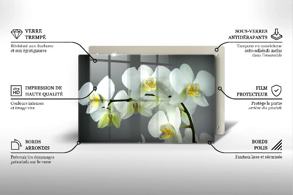 Deska do kuchni Kwiaty biała orchidea