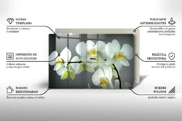 Deska do kuchni Kwiaty biała orchidea