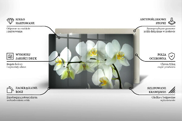Deska do kuchni Kwiaty biała orchidea