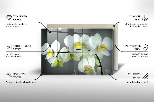 Deska do kuchni Kwiaty biała orchidea