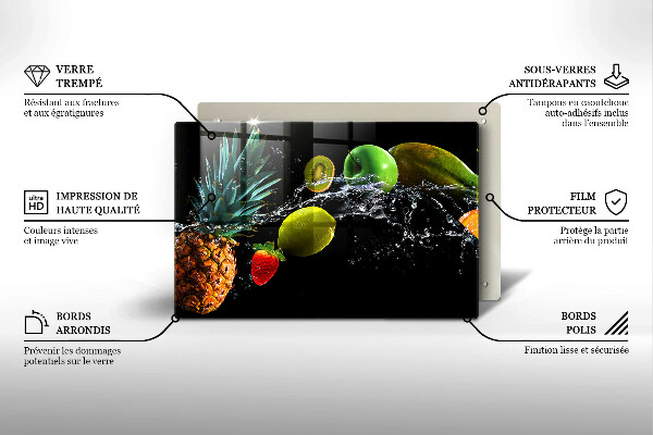 Szklana deska do kuchni Owoce w wodzie