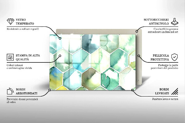 Deska do kuchni Akwarelowe heksagony