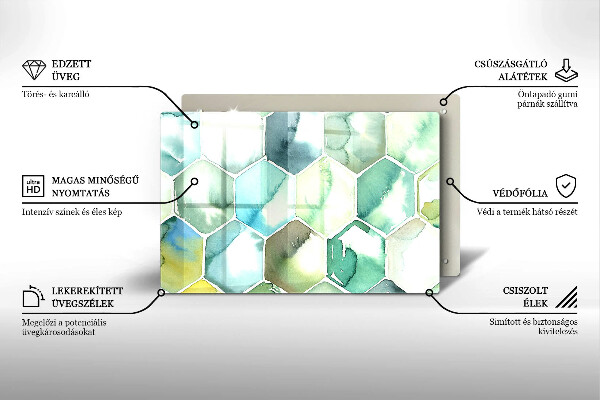 Deska do kuchni Akwarelowe heksagony