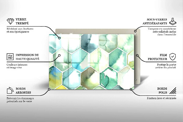 Deska do kuchni Akwarelowe heksagony