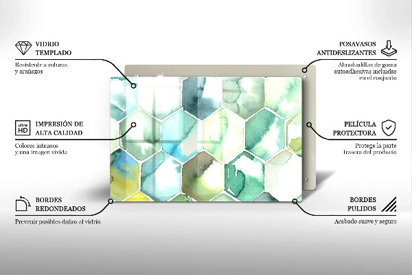 Deska do kuchni Akwarelowe heksagony
