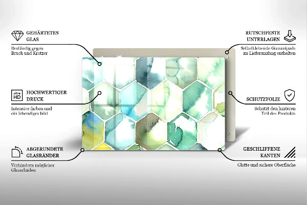 Deska do kuchni Akwarelowe heksagony