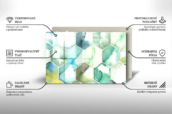 Deska do kuchni Akwarelowe heksagony