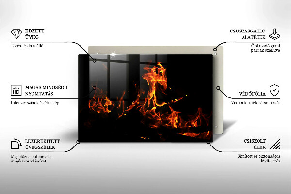 Szklana deska do kuchni Ogień żywy płomień