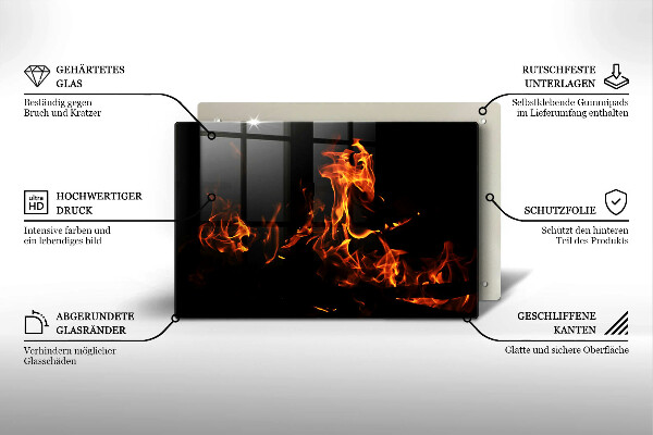 Szklana deska do kuchni Ogień żywy płomień