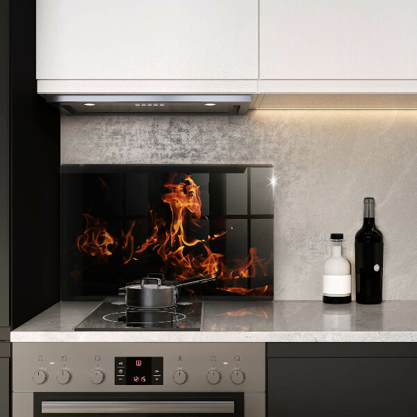 Szklana deska do kuchni Ogień żywy płomień