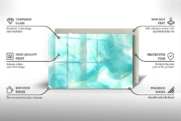 Deska do kuchni Błękitno-złota abstrakcja