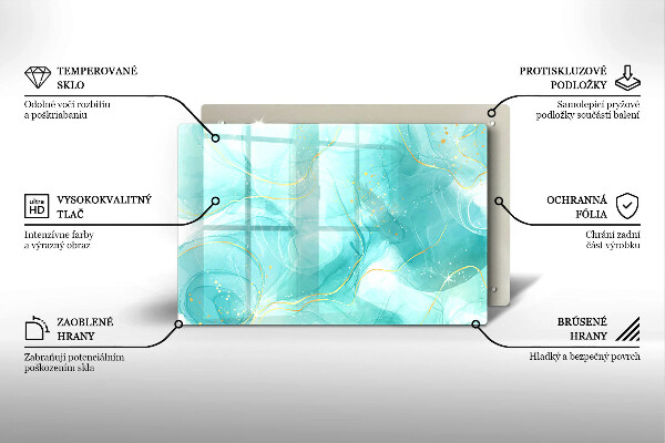 Deska do kuchni Błękitno-złota abstrakcja