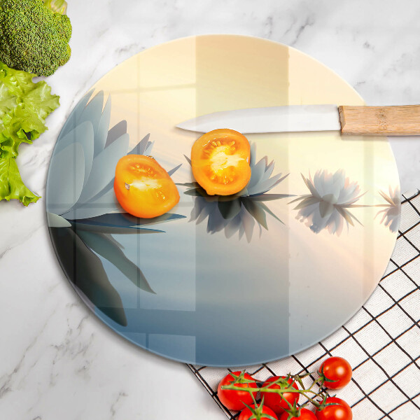 Deska kuchenna szklana Kwiaty lilie na wodzie