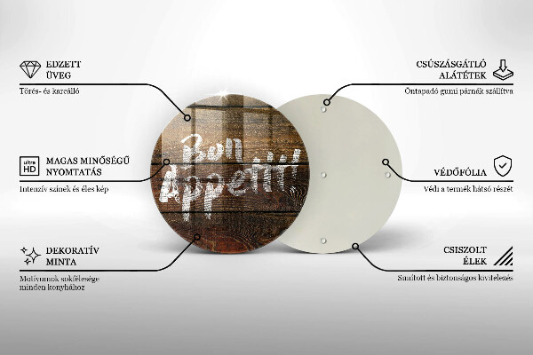 Deska kuchenna szklana Deski napis Bon Appetit