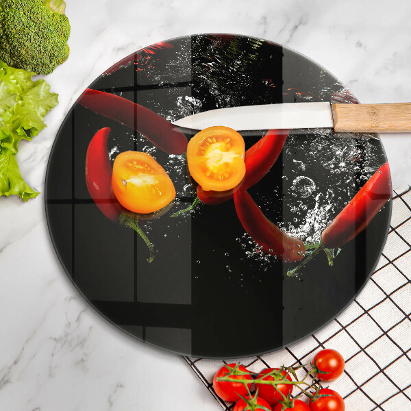 Deska kuchenna szklana Papryczki chili w wodzie