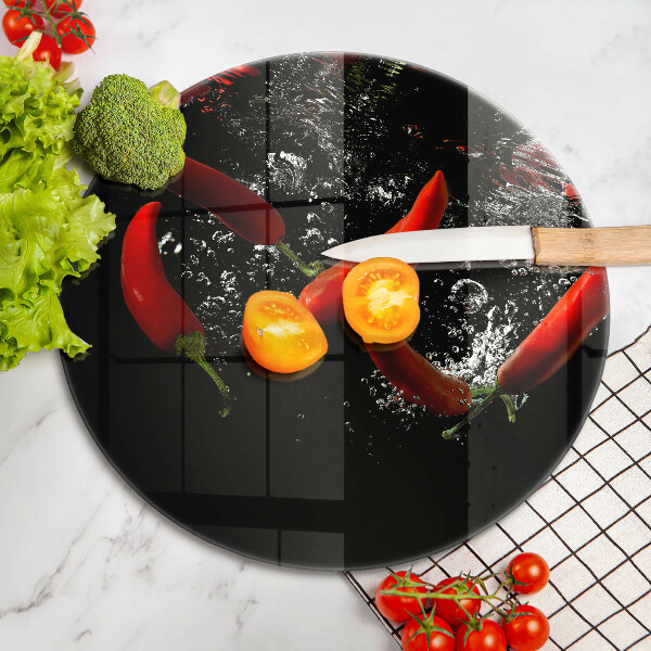 Deska kuchenna szklana Papryczki chili w wodzie