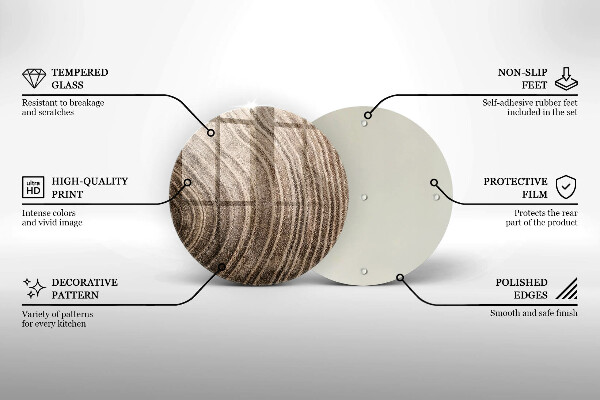 Deska kuchenna szklana Słoje drzewa drewno