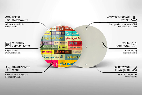 Deska kuchenna szklana Napisy Smacznego języki