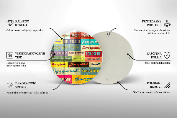 Deska kuchenna szklana Napisy Smacznego języki