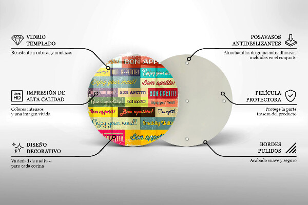 Deska kuchenna szklana Napisy Smacznego języki
