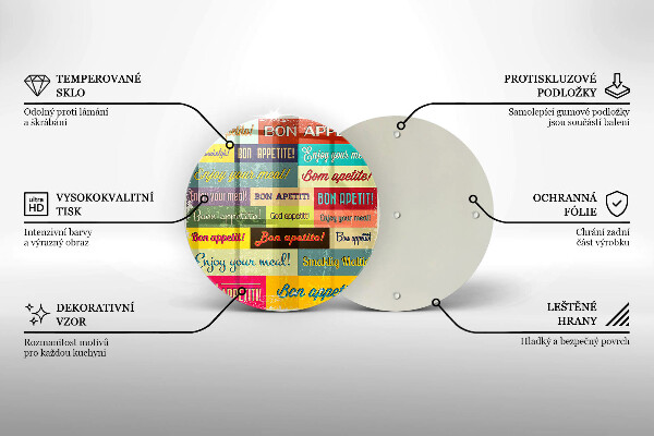 Deska kuchenna szklana Napisy Smacznego języki
