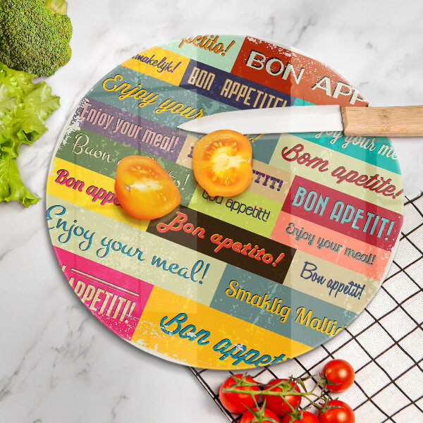 Deska kuchenna szklana Napisy Smacznego języki