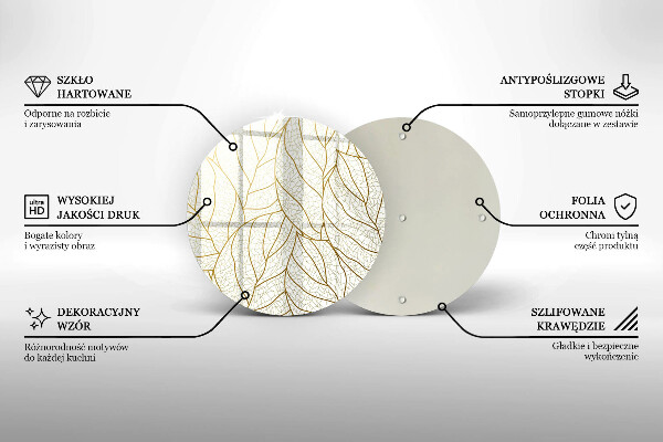 Deska kuchenna szklana Wzór line-art liście