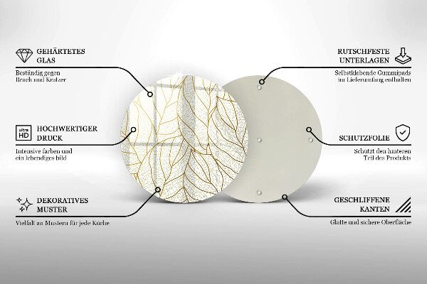 Deska kuchenna szklana Wzór line-art liście