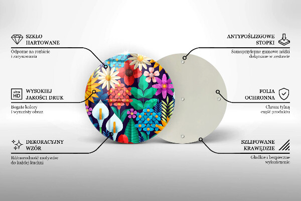 Deska kuchenna szklana Ilustracja łąka kwiaty