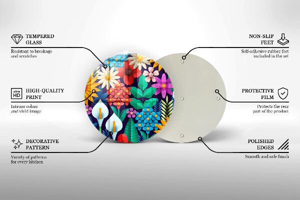 Deska kuchenna szklana Ilustracja łąka kwiaty