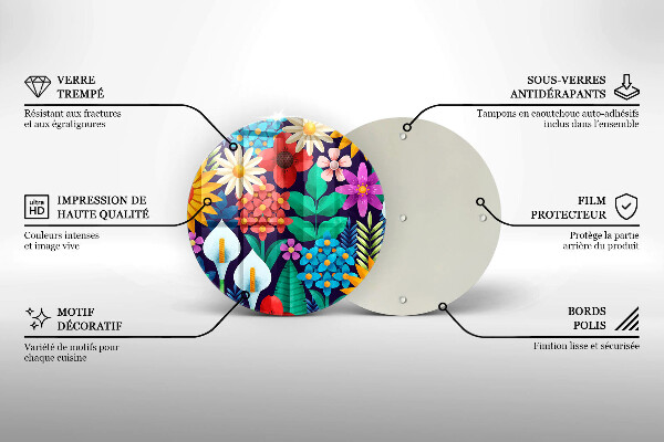 Deska kuchenna szklana Ilustracja łąka kwiaty