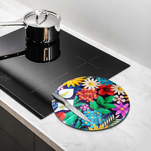 Deska kuchenna szklana Ilustracja łąka kwiaty