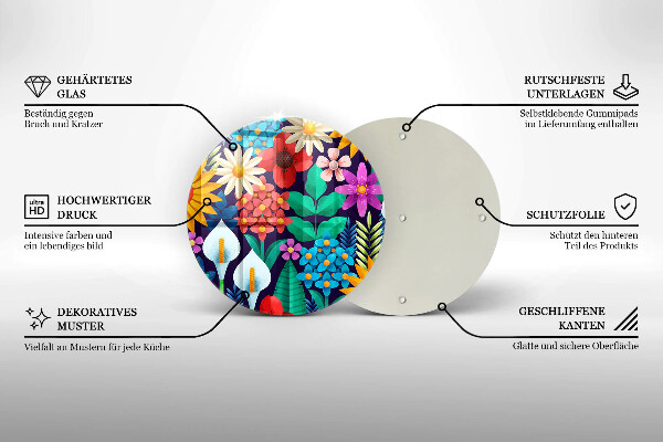 Deska kuchenna szklana Ilustracja łąka kwiaty