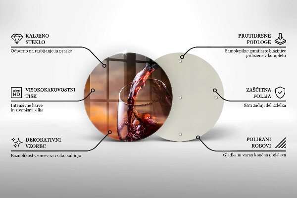 Deska kuchenna szklana Czerwone wino i kieliszek