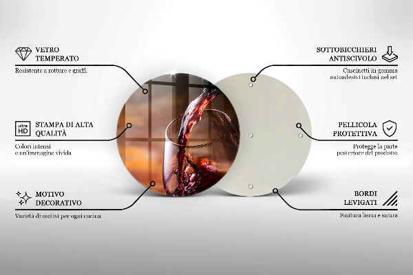 Deska kuchenna szklana Czerwone wino i kieliszek