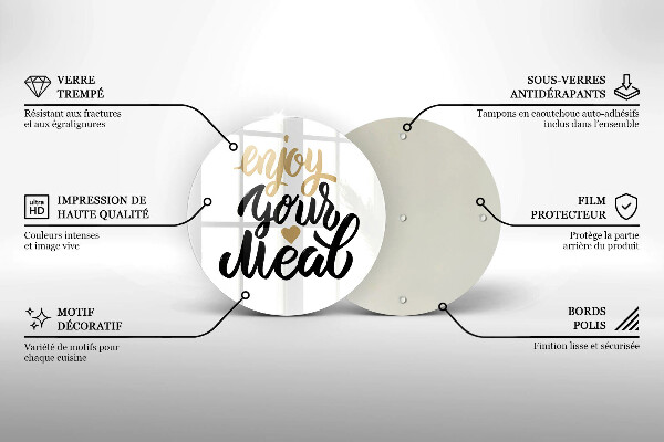 Deska kuchenna szklana Napis Enjoy your meal