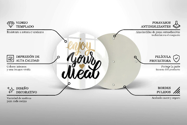 Deska kuchenna szklana Napis Enjoy your meal