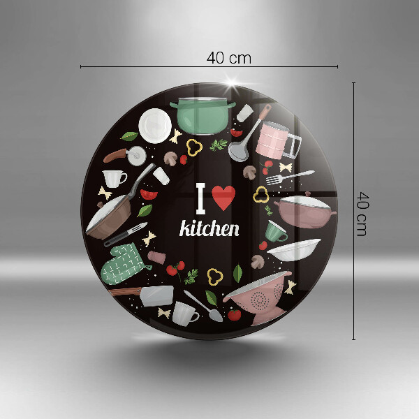Deska kuchenna szklana Ilustracja I love kitchen