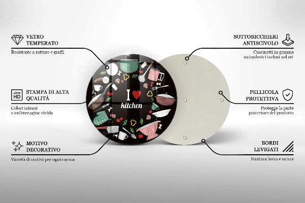 Deska kuchenna szklana Ilustracja I love kitchen