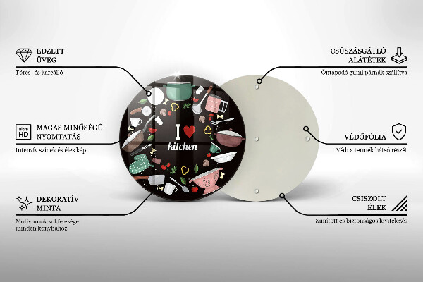 Deska kuchenna szklana Ilustracja I love kitchen