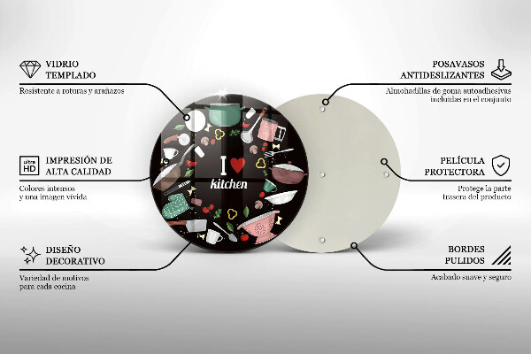 Deska kuchenna szklana Ilustracja I love kitchen