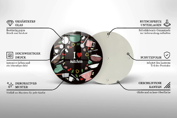Deska kuchenna szklana Ilustracja I love kitchen